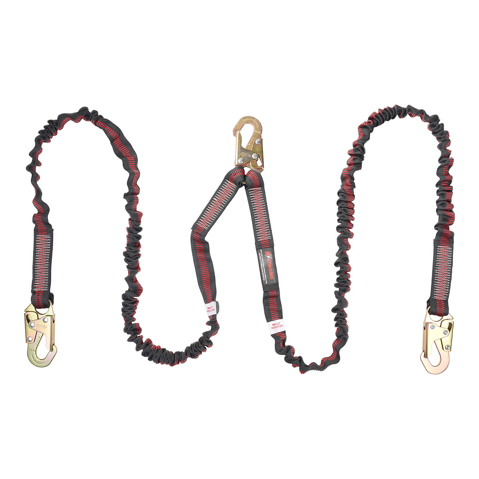 KStrong Twin Leg Shock Absorbing Lanyard — 6ft., 100% Tie-Off, Internal Design, Snap Hooks, Model# UFL204121